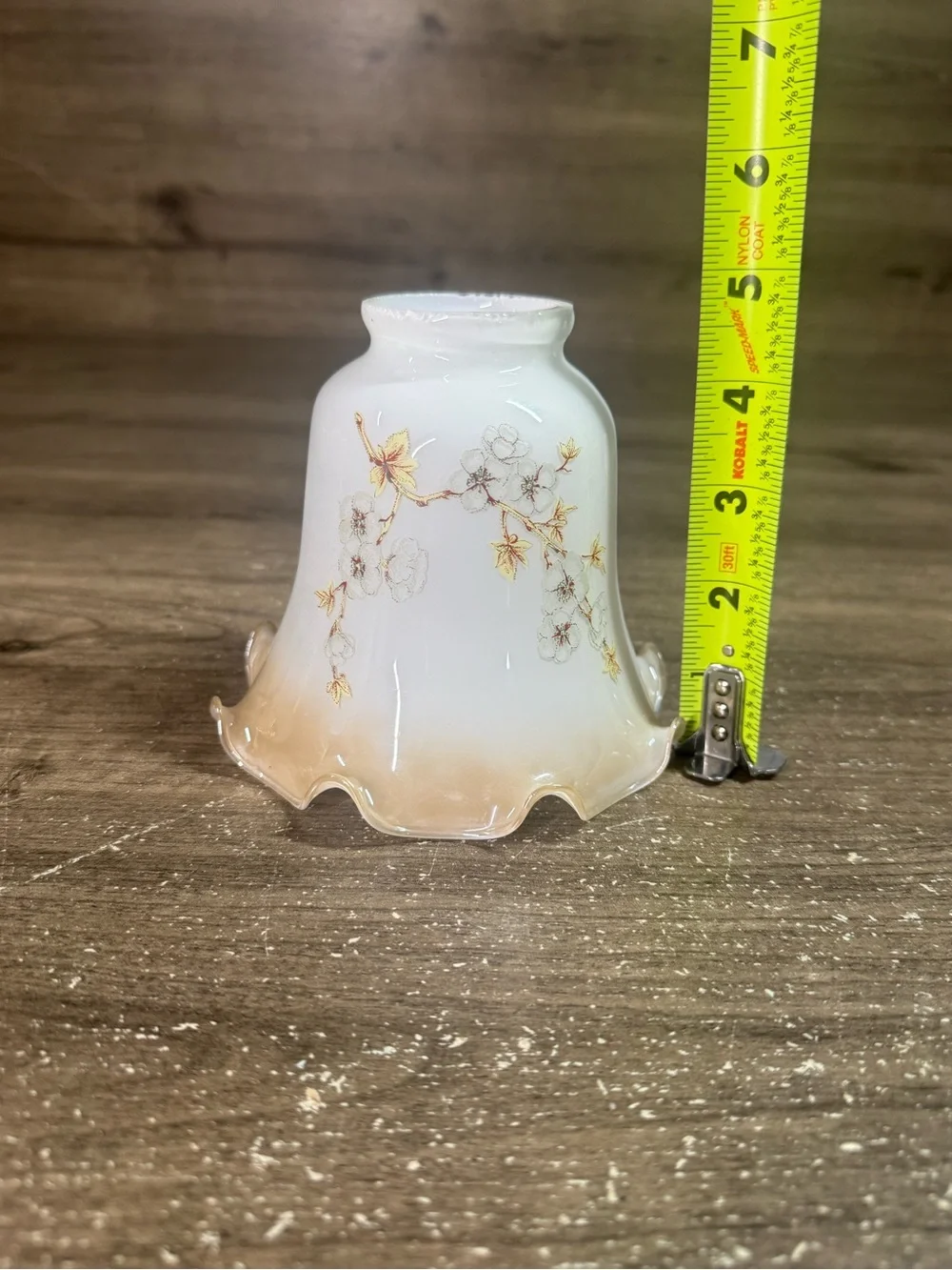 Vintage Milk Glass Dogwood Floral Lamp Shades Set of 4 Ruffled 2” Fitter